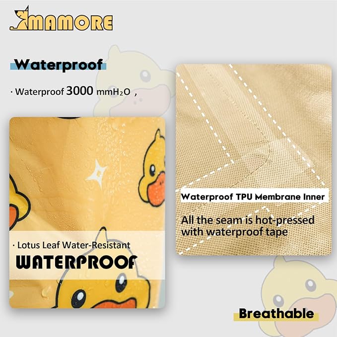 Dog Raincoat,Waterproof Rain Poncho with Hoodie, High Reflective Adjustable Pet Rain Jacket with Leash Hole for Small Medium and Large Dogs (Yellow Duck, X-Large)