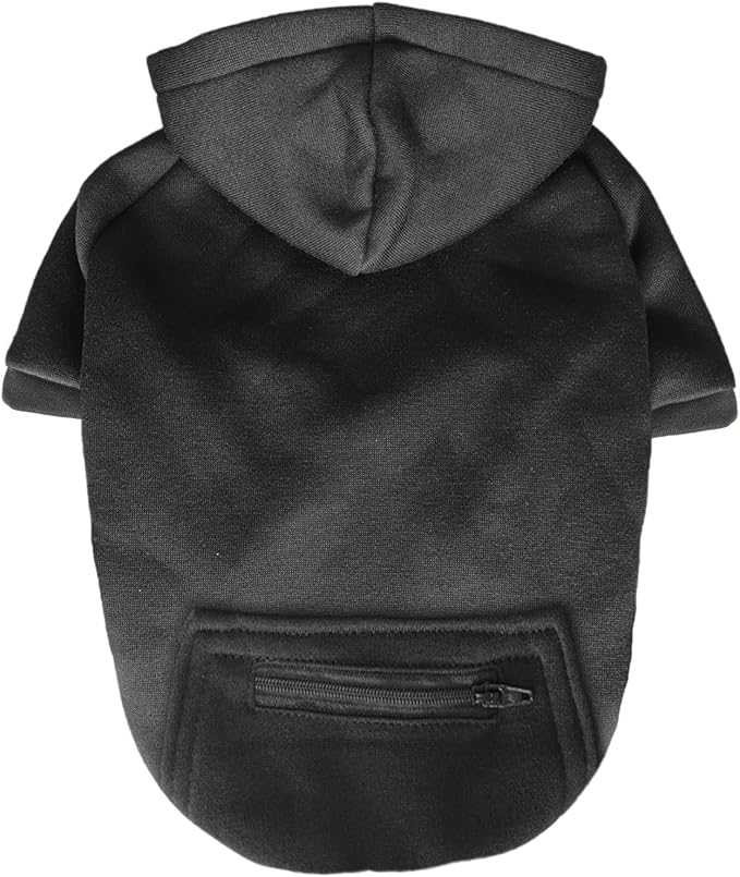Jecikelon Pet Dog Cold Weather Coat with Pocket Winter Dog Hoodie Warm Puppy Clothes for Small Dogs Chihuahua Clothing (Medium, Y02-Black)
