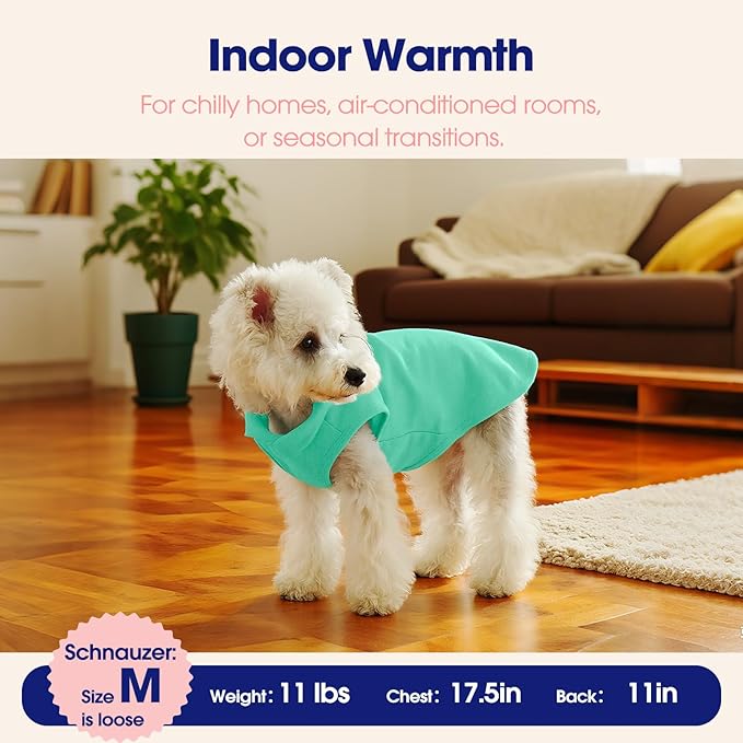 FUAMEY Dog Fleece Vest for Large Dogs,Warm Stretchy Dog Sweatshirts Pullover with Leash Hole Dogs Sweater Soft Pet Turtleneck Cozy Pet Vest Lightweight Sleeveless Cyan L