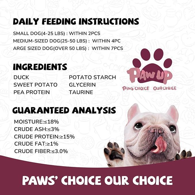 PAWUP Duck & Sweet Potato Dog Treats, High Fiber Pet Treats for Medium Dogs, Healthy Chews Snacks, High in Protein, 12.5 oz