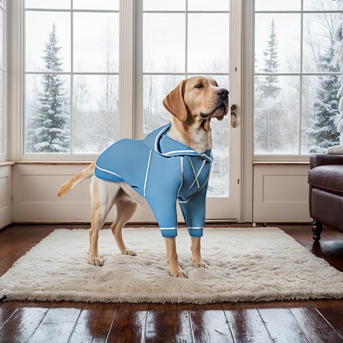 Basic Dog Hoodie Sweatshirts, Pet Clothes Hoodies Sweater with Hat and Leash Hole, Soft Cotton Outfit Coat for Small Medium Large Dogs, Light Blue (Medium)