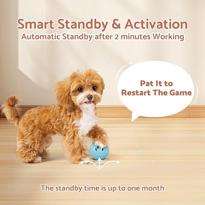 Interactive Dog Balls, Smart Dog Toys, 4 Movement Modes, Durable TPU Squeezably Elastomeric Material, Motion Activated Automatic Moving Rolling Ball for Dogs 20-60 lbs