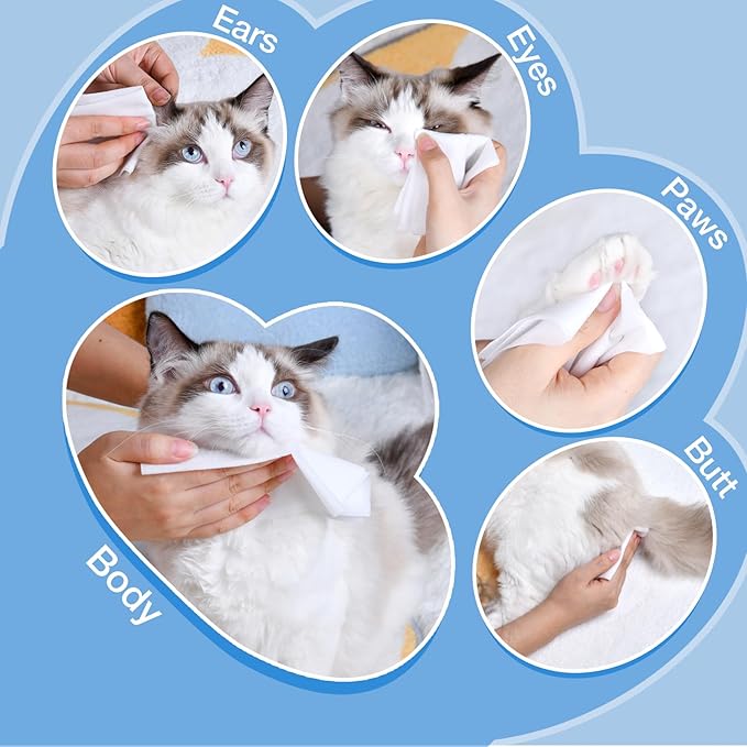 Dog Wipes and Cat Wipes Unscented with Enzymes to Eliminate Odors Paw Wipes for Muddy Feet Tear Stain Wipes for Eye Gunk Gentle Hypoallergenic for Sensitive Skin 80 Count