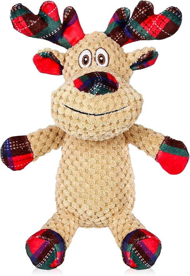 IOKHEIRA Christmas Dog Toys, Squeaky Dog Toy for Large Dogs, Cute Owl Plush Dog Toys with Crinkle Paper, Dog Chew Toys for Small Medium Breed