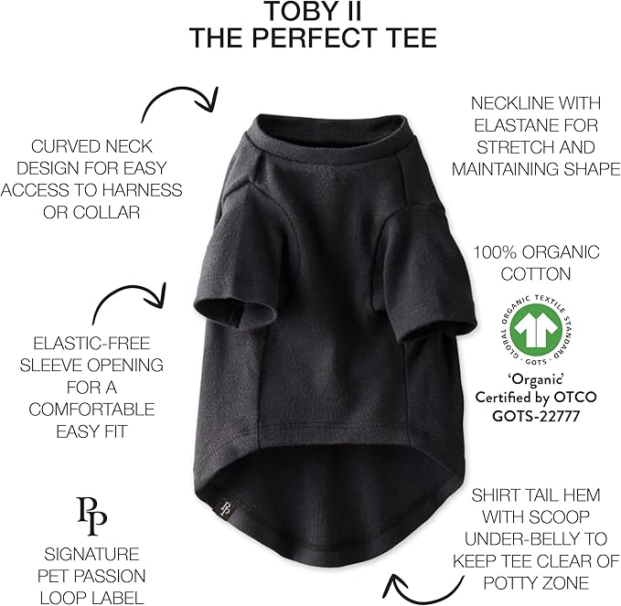 Toby II - The Perfect Tee, 3 Pack Short Sleeve Pet T-Shirt 100% Organic Cotton Tees Clothes for Small, Medium, Large Dogs, Gray Ombre, Medium