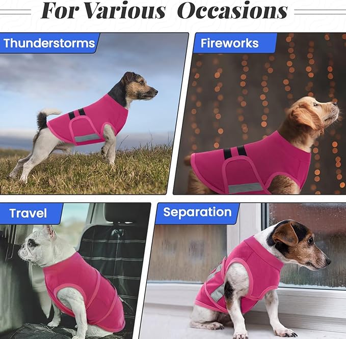 MIGOHI Dog Anxiety Relief Coat,Comfort Anxiety Vest for Dogs,Adjustable Anxiety Calming Wrap for Fireworks,Thunderstorms,Travel, Separation, Dog Anxiety Jacket for Small Dogs,XS,Rosered