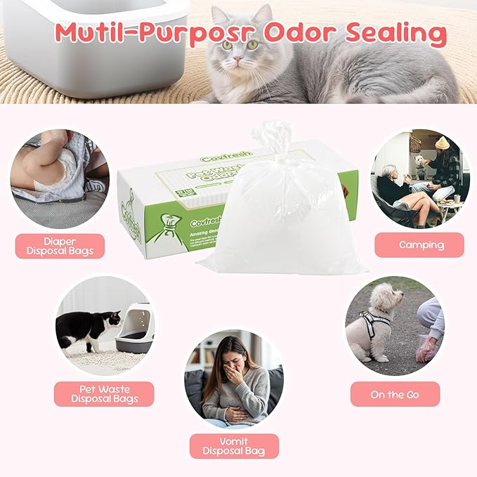 Odor-Sealing Dog Poop Bags, XS/220-Count Leakproof & Durable Dog Waste Bags, Block Smells, Unscented (Color:White)