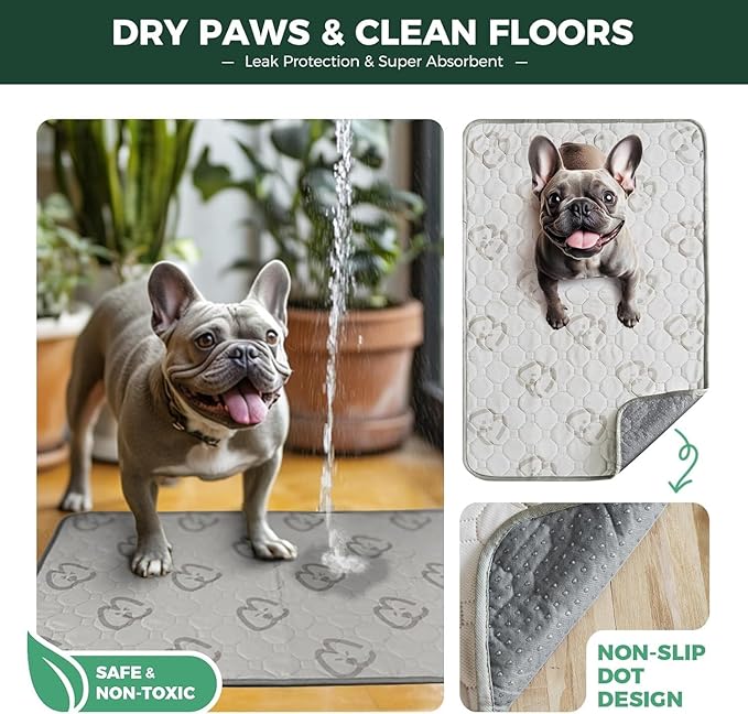 FXW Washable Pee Pads for Dogs, Puppy Pads with Super Absorbent, Specifically Designed for 42inch Cages, 41" × 27" Rectangle, Khaki, 1 Pack