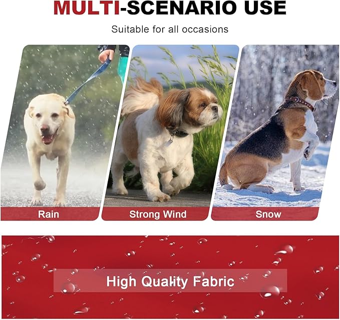 PINA Raincoat for Dogs - Waterproof Jacket With Hood, Lightweight Coat With Leash Hole, Poncho With Reflective Strap and Pocket for Wet Weather, Full Wrap Design for Full Protection