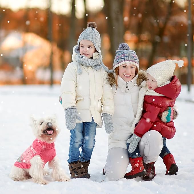 Mihachi Dog Sweaters for Small Medium Dogs Girl Boy,Soft Warm Dogs Shirt, Cold Weather Dog Coat Turtleneck Knitted Pullover Dog Clothes Costume with Leash Hole for Large Cat Puppy Doggy Pet,Pink SM