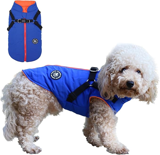 Norbi Dog Coat - Winter Jacket with Built-in Harness, Adjustable for Small to Large Dogs, Warm for Cold Weather