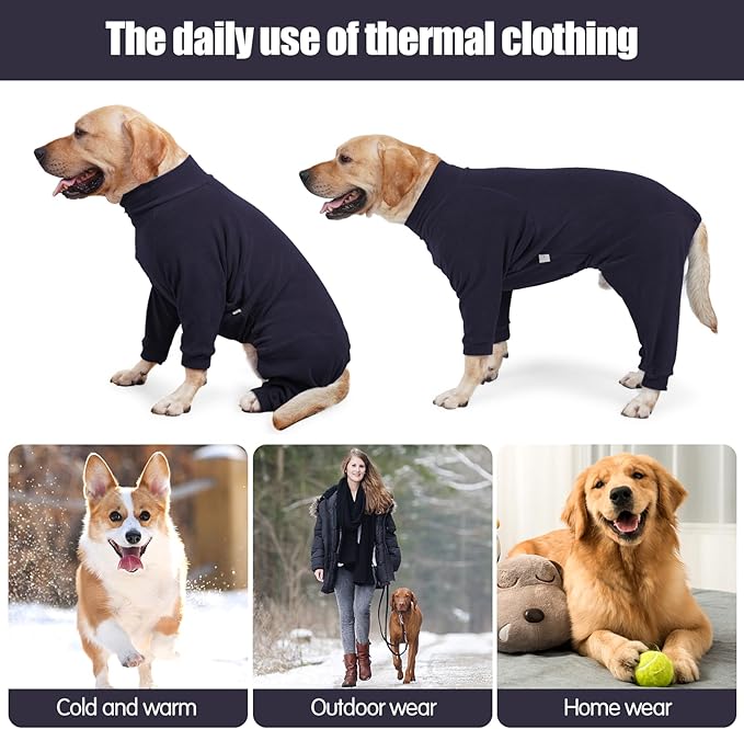 Fleece Dog Sweater for Small Medium Large Dog for Daily Run Walk Sleep Pet Winter Jacket & Windproof Clothes Coat 2XL Navy Blue