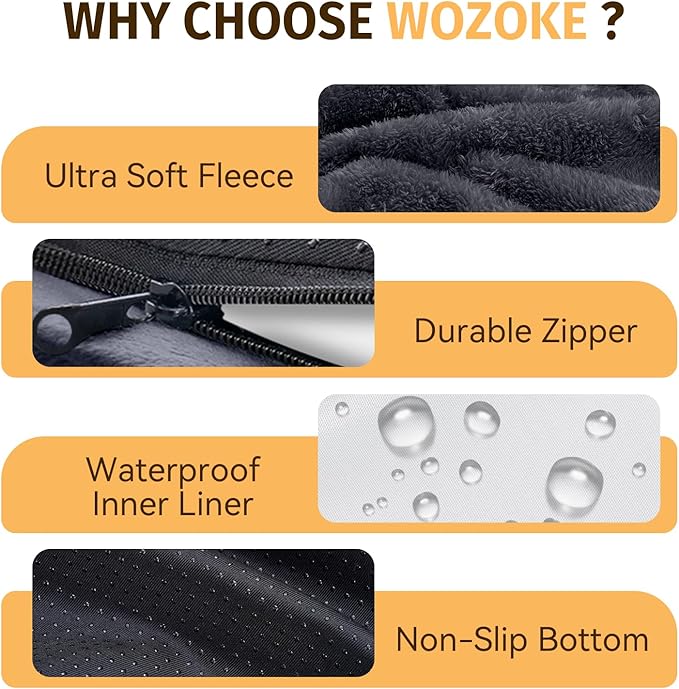 Orthopedic Washable Large Dog Bed: Cooling Dog Bed with Bolsters - Jumbo Bed Waterproof Removable Cover Non-Slip Pet Bed for Extra Large Sized