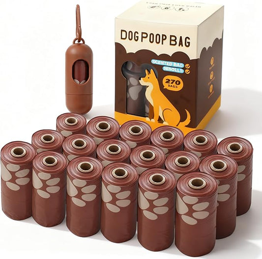 Dog Poop Bags 18 Rolls, 270 Counts Pet Waste Bags with Holder, Scented Leakproof Poop Bags for Dogs Cats Pet