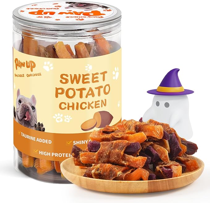 PAWUP Chicken Sweet Potato Dog Treats, Double Sweet Potato Chews with Taurine, Healthy Pet Snacks for Small Medium Large Dogs, 12.5 oz