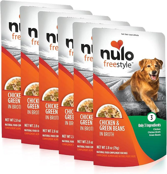 Nulo Freestyle Chicken & Green Beans in Broth Real Meat Dog Food Topper, 2.8 Ounce (Pack of 6)