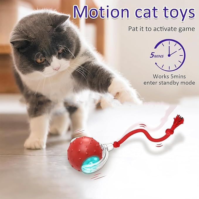 Tiny Fetch Dog Toy - Interactive Dog Toys, 360°Smart Automatic Rolling Electric Dogs Ball Toy with Birdsong, Automatic Obstacle Avoidance, Rechargeable, Boredom Relief for Dogs & Cats (Blue*1 PC)