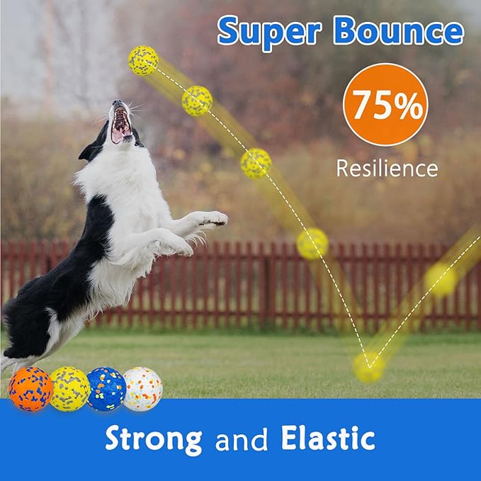 2Pcs Super Bouncy Dog Balls, Fun Indestructible Tennis Balls for Aggressive Chewers, Durable Floating Fetch Toys for Medium and Large Dogs with Lifetime Replacement