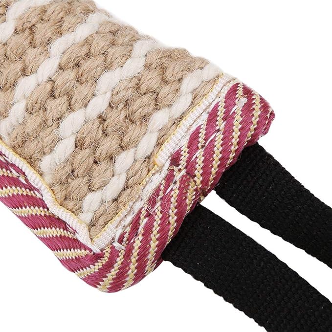 DGSL Dog Tug Toy, Tug of War Dog Toy Jute Bite Pillow with 2 Handles for Puppy Training Interactive Play, Fetch, K9 Suitable for Small Medium Large Dogs (red & Green)