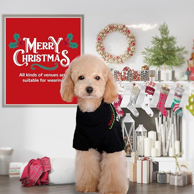 PETCARE Dog Christmas Sweater Black Ugly Funny Cute Cartoon Reindeer Cat Sweaters Jumper Holiday Dog Clothes Puppy Sweaters for Small Medium Large Dogs Fall Winter Outfits Xmas Dogs Costume,Large