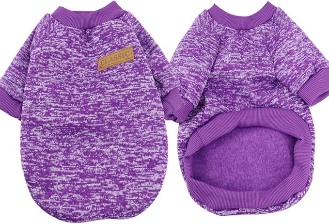 Idepet Pet Dog Classic Knitwear Sweater,Soft Fleece Coat for Small,Medium,Large Dog,Warm Pet Dog Cat Clothes,Soft Puppy Customes 2 Color (M, Purple)