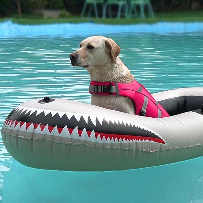 Kuoser Dog Life Jacket for Medium Dogs, Reflective Swimming Vest with High Flotation for Beach Boating, Pink L