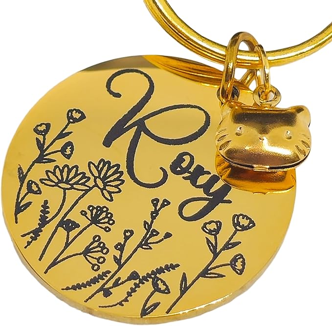 Lifetime Custom Engraved Dog ID Tag – Stainless Steel Pet Tag for Dogs & Cats, Double-Sided Personalization | Fits Collar, Harness, Leash (Golden Round)