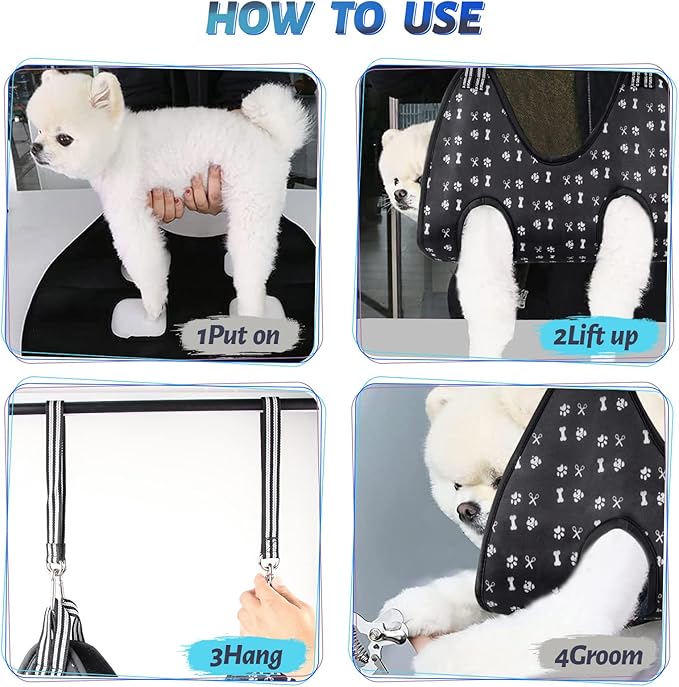 Pet Dog Grooming Hammock Harness for Nail Trimming (S 30lb), Dog Sling for Cutting Nail, Dog Hanging Holder Hanger for Clipping Nail with Nail Clippers, Nail File, Pet Comb