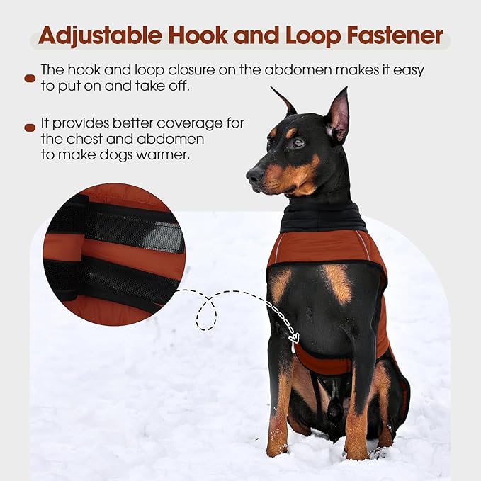 IDOMIK Dog Winter Coat, Warm Waterproof Dog Puffer Jacket with Harness Hole, Adjustable Reflective Snow Jacket Vest with Turtleneck, Pet Cold Weather Coats for Small Dogs,Caramel,S