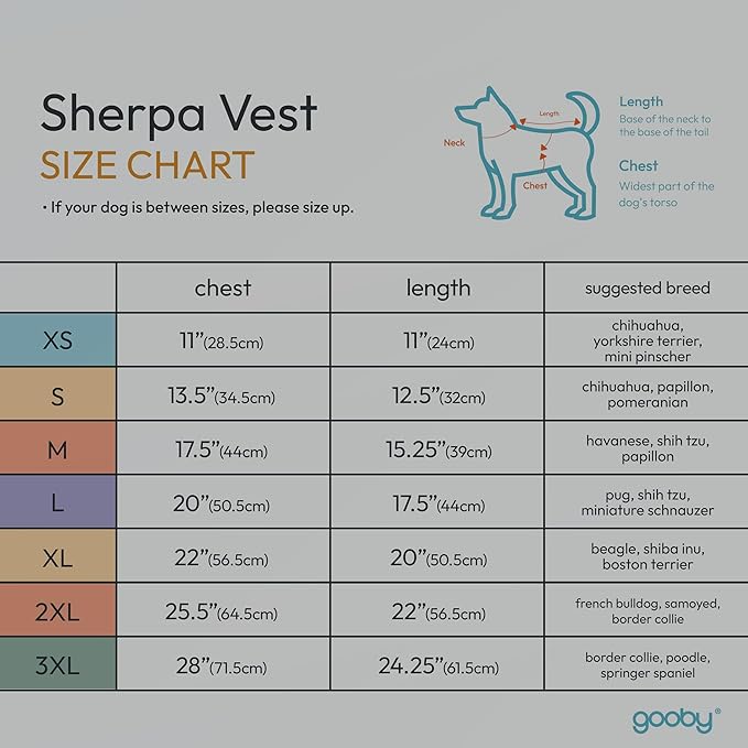 Gooby Sherpa Vest Dog Sweater - Warm Gray, 3X-Large - Warm Fuzzy Fleece Step in Dog Jacket Without Ring Leash for Small to Medium Dogs