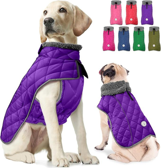 Fragralley Dog Winter Coat, Waterproof Windproof Reflective Fleece Jacket with Harness Hole, Warm Snow Vest for Small Medium Large Dogs, Ideal Gifts