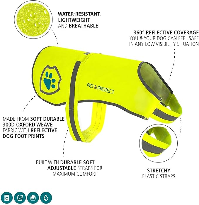 Reflective Dog Coat for Safety – Ideal Dog Vest for High-Visibility When Walking, Jogging or Training – Sizes to Fit Small, Medium, Large Breeds 16-130 lbs (X-Large)