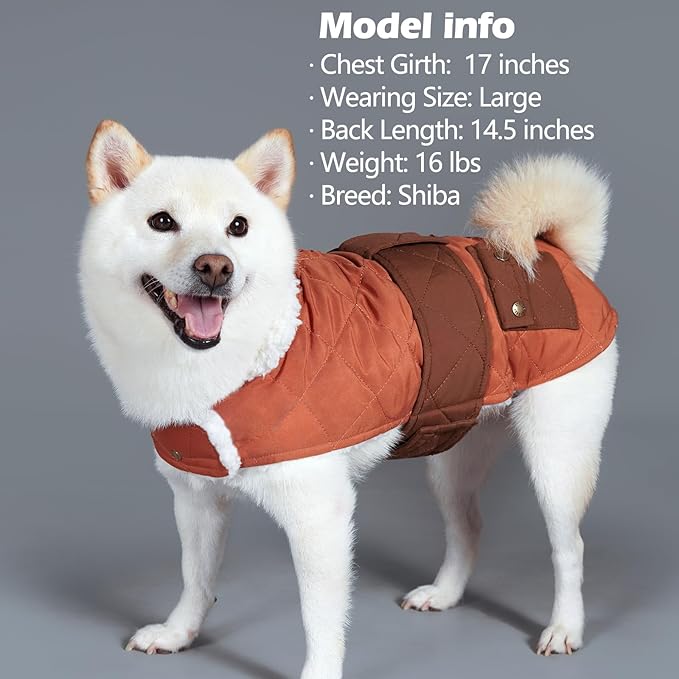 KYEESE Dog Coat Soft Pet Sweater for Cold Weather Warm Pet Winter Puffer Coat with Leash Hole Thick Cat Clothes with Pocket Waterproof Dogs Jacket with Fleece Lined Windproof Dog Coats for Small Dogs