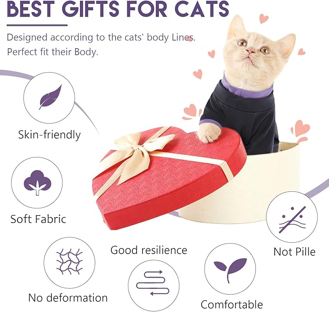 Sticky Cat Clothes Stretchy, Sphynx Hairless Sweater & Pajamas for Cats only, Soft Cat Onesie for Cats After Surgery Female Male & Hair Loss Prevention, Black XS
