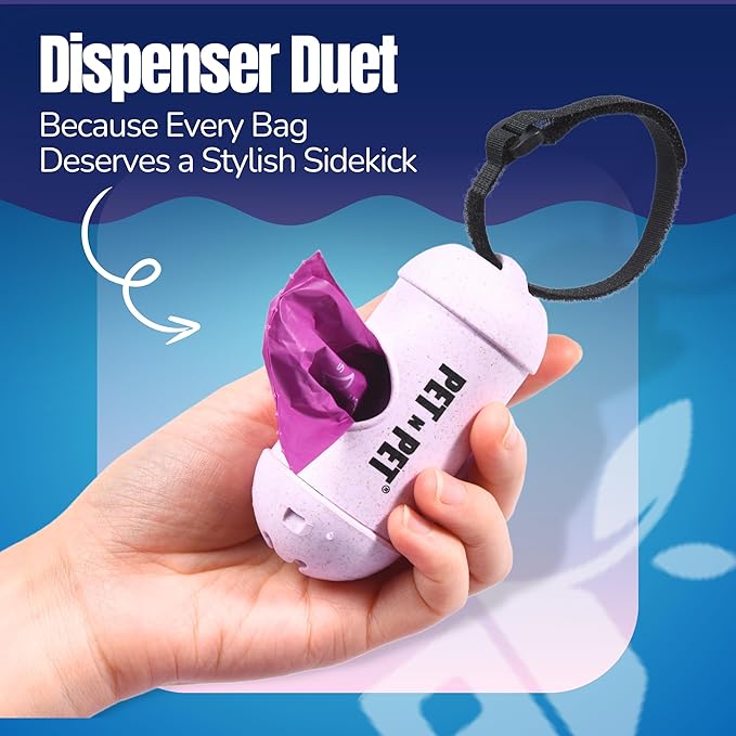 Pet N Pet Poop Bags for Dogs, 288 Counts Lavender Scented Dog Poop Bags Rolls with Leash Dispenser, USDA Certified 38% Plant Based & 62% PE Dogs Waste Bag, Doggie Poo Bag