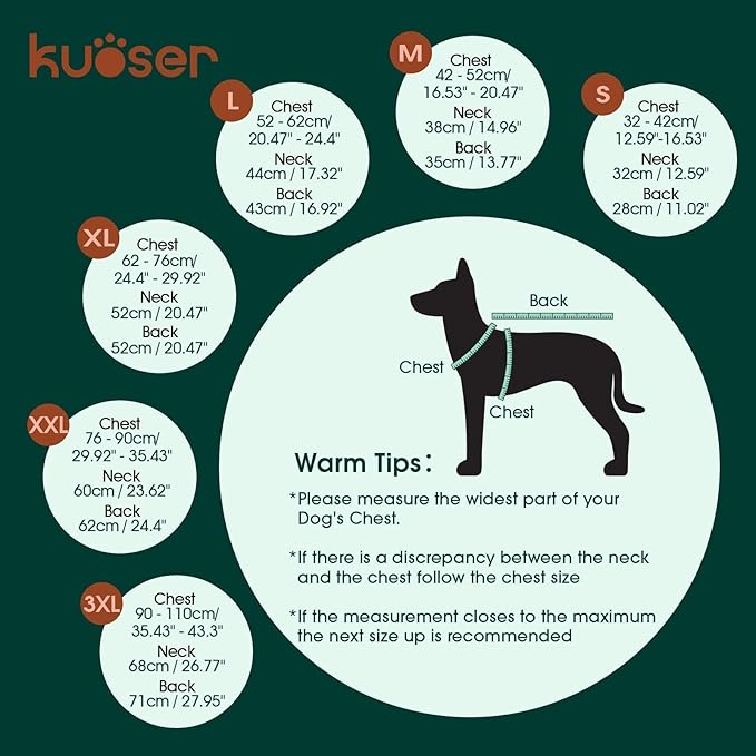 Kuoser Extra Warm Dog Jacket, Windproof Cold Weather Coats for Small Dogs, Fleece Lined Turtleneck Dog Snowsuit, Reflective Adjustable Pet Winter Coat, Dark Grey S