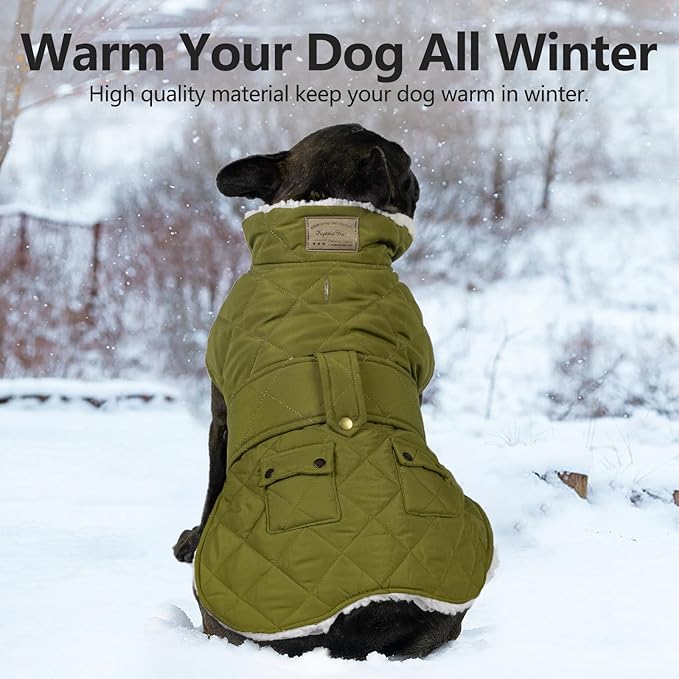 KYEESE Dog Coat Windproof Dog Coats for Small Dogs Soft Pet Sweater for Cold Weather Waterproof Dogs Jacket with Fleece Lined Warm Pet Winter Puffer Coat with Leash Hole Thick Cat Clothes with Pocket