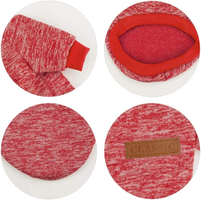 Idepet Pet Dog Classic Knitwear Sweater Soft Fleece Coat Thickening Warm Pup Dogs Shirt Winter Pet Dog Cat Clothes Puppy Customes Clothing for Small Dogs(XXS,Orange Red)
