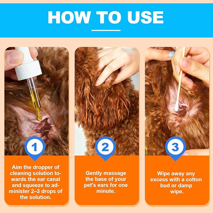 Dog Ear Cleaner and Infection Treatment,Natural Ear Drops for Dogs, Gentle Relief for Itching, Irritation, Wax Build-Up & Infections,Safe Ear Cleaning Solution for All Breeds & Ages