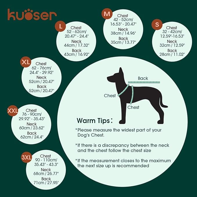 Kuoser Extra Warm Dog Jacket for Medium Dogs, Fleece Lined Dog Turtleneck Snow Suits, Windproof & Reflective Pet Winter Coat Cold Weater Clothes for Dogs, Red M
