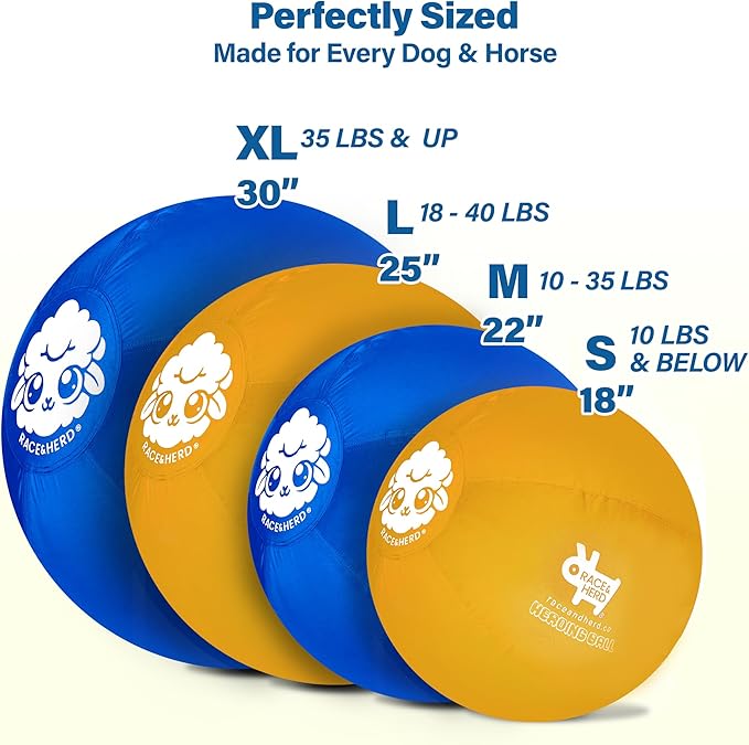 Race&Herd 18" Original XXL Herding Ball for Dogs - Giant Herding Dog Ball Australian Shepherds, Herding Toys, Dog Training Toy for Small Breeds, Dog Toy for Outdoor Play (for Small Dogs, Yellow)