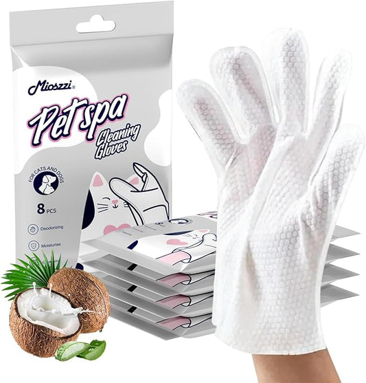 MIOSSZI 40 PCS Pet Gloves Wipes for Dogs & Cats Wipes Cleaning Deodorizing Hypoallergenic No-Rinse Pet Grooming Wipes Unscented Extra Thick Bathing Wipes for Pet Dry Cleaning Daily Care and Travel