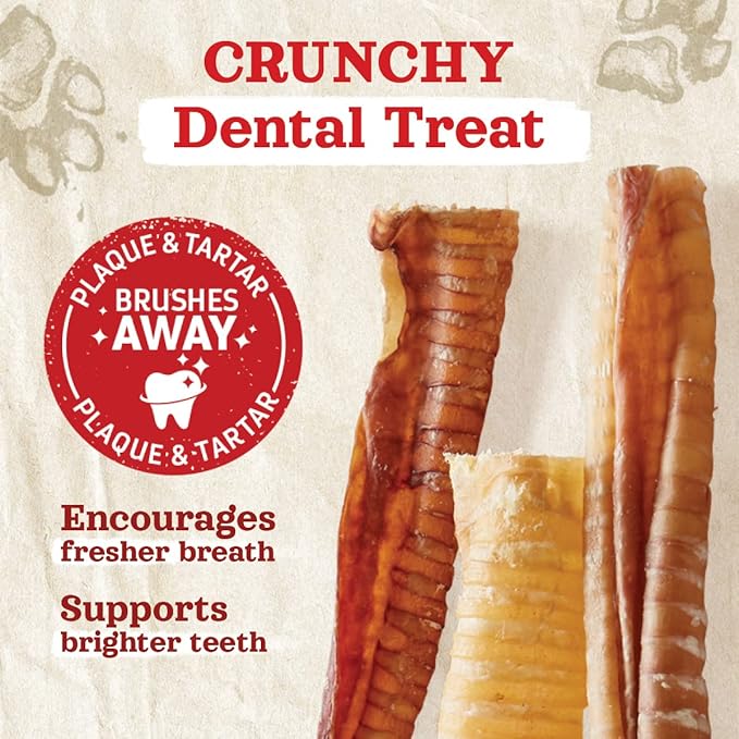 Natural Farm Beef Trachea for Dogs (6 Inch, 6 Pack)- 100% Beef,Odor Free Trachea Dog Chews- Glucosamine & Chondroitin for Joint & Hip Mobility, Bone Strength- Low-Fat Crunchy & Crispy- for All Dogs