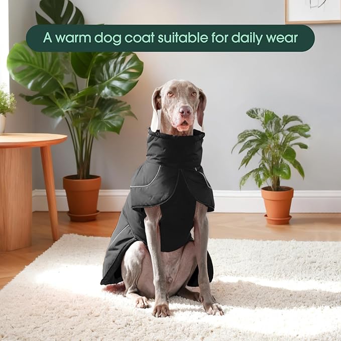 Kuoser Dog Jacket, Dog Coats for Medium Dogs, Warm Pet Winter Coat Jacket, Adjustable Fleece Pet Puffer Vest, Windproof Waterproof Doggie Raincoat Snowsuit Outfits with Reflective Strips
