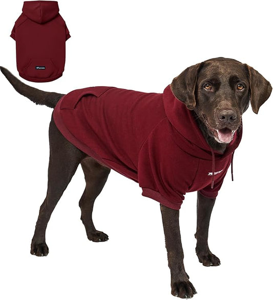 Tuff Pupper Dog Hoodie | Premium Quality 100% Organic Cotton | Ultra Soft Interior for Superior Comfort | Elastic Cuffs & Drawstring for Warmth | Stretch Fit Suitable for All Breeds (Red, 3XL)