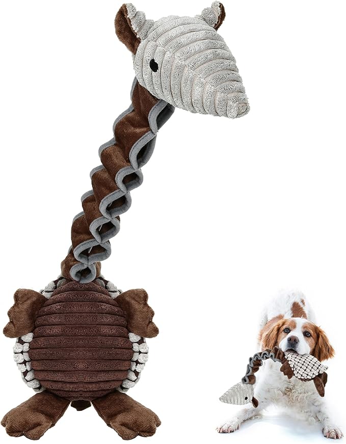 IOKHEIRA Tough Indestructible Dog Toys for Aggressive Chewers, Durable Dog Chew Toys for Large Breeds with Cotton Material & Crinkle Paper, Aggressive Chew Toys for Dogs（Armadillo）