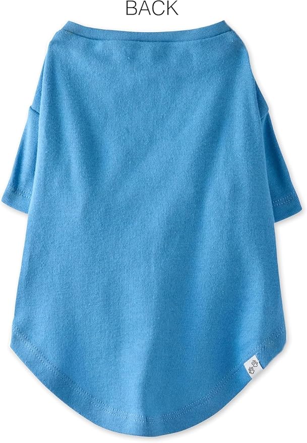 Toby II - The Perfect Tee, 8 Pack Short Sleeve Pet T-Shirt 100% Organic Cotton Tees Clothes for Small, Medium, Large Dogs, Rainbow Blue, Large