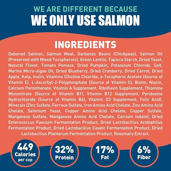 SUPER3+ Salmon Freeze Dried Raw Salmon Dry Dog Food | Puppy & Adult | Small & Large Breed | High-Protein | Grain-Free | All-Natural Nutrition | 3-lbs