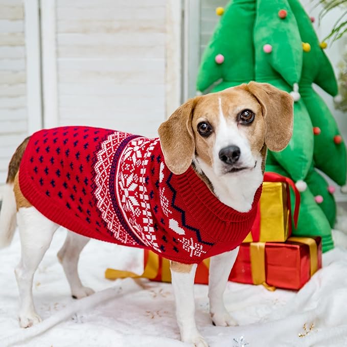 SCENEREAL XL Dog Sweaters Male and Female, Soft, Warm Turtleneck Extra Large Dog Sweater, Knitted Ugly Dog Christmas Outfits, Argyle Winter Clothes for Walking Outdoor
