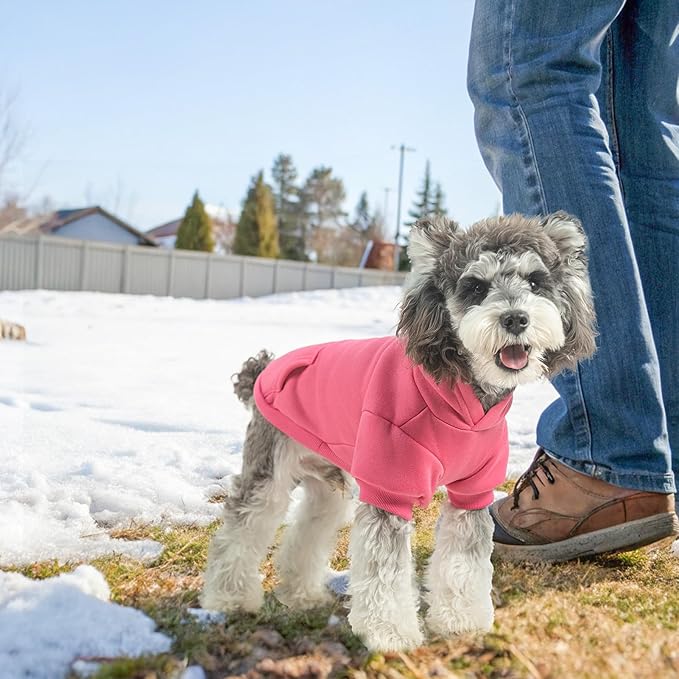 SCENEREAL Dog Hoodie Sweaters for Small Medium Large Size Dogs, Fleece Dog Sweatshirt with Hat and Pocket,Soft Cold Winter All Weather Dog Clothes for S to XL Sized Dogs, Pink XL